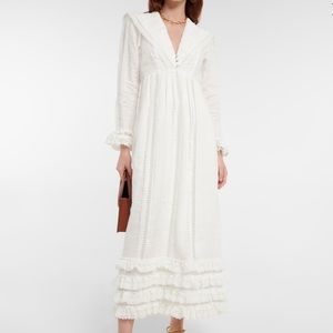 ALÉMAIS Francesca lace-trimmed linen midi dress
